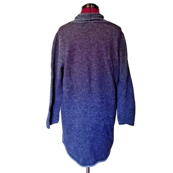 J Jill Long Cardigan Sweater Blue Women Size Large Tassel Tie Knt Wool B… - Picture 2 of 9